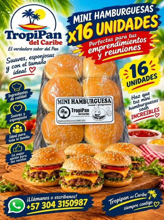Mini hamburguesas Tropipan por 16 unidades