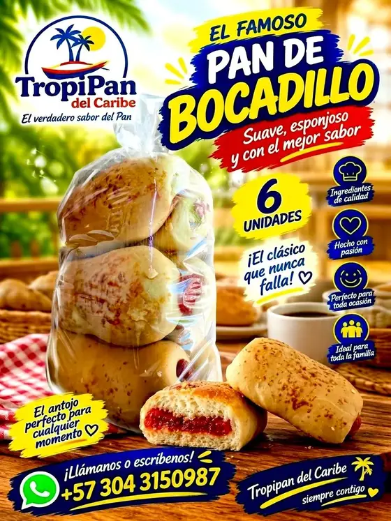 Pan de bocadillo Tropipan por 6 unidades
