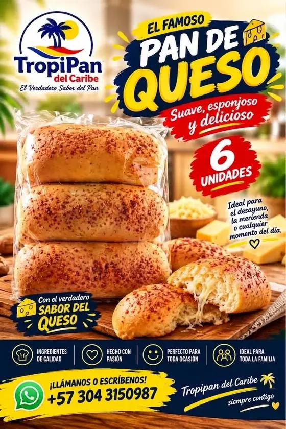 Pan de queso Tropipan por 6 unidades