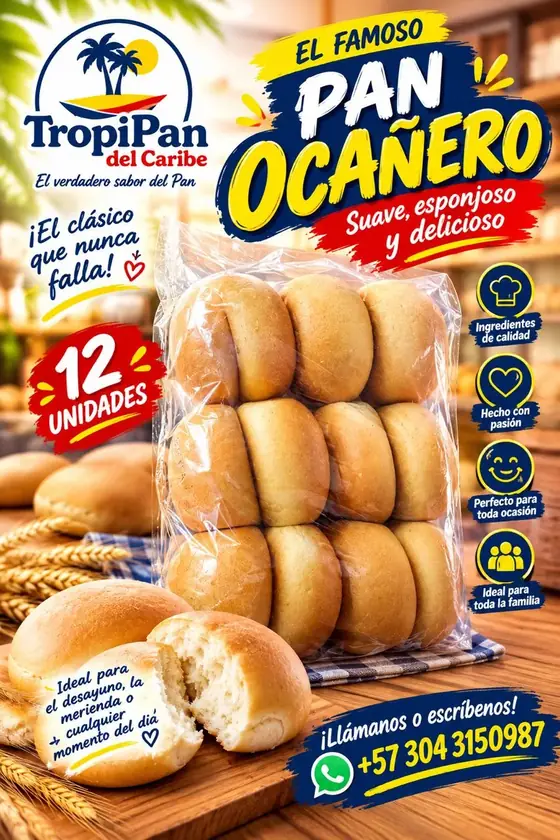 Pan Ocañero Tropipan, 12 unidades, suave y esponjoso