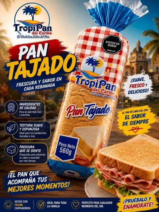 Pan tajado Tropipan de 560 gramos