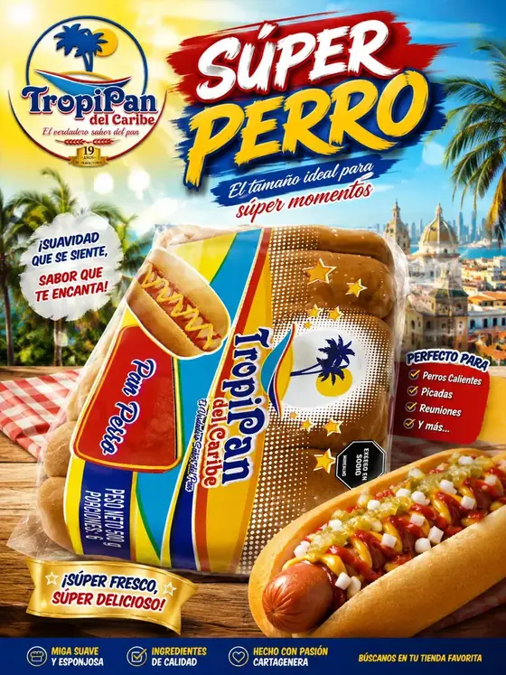 Pan Perro Súper Perro Tropipan, 500 gramos, 6 porciones